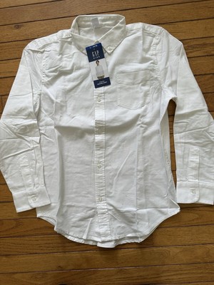 Gap Kids Youth Oxford Shirt Cotton Long Sleeve Collared Buttoned White Medium