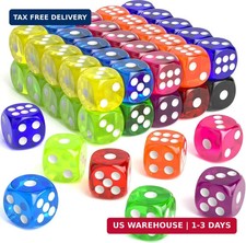 Rerdeim 60 Pieces Dice Set, 16mm Standard Bulk 6 Sided Colored Dices for Board G