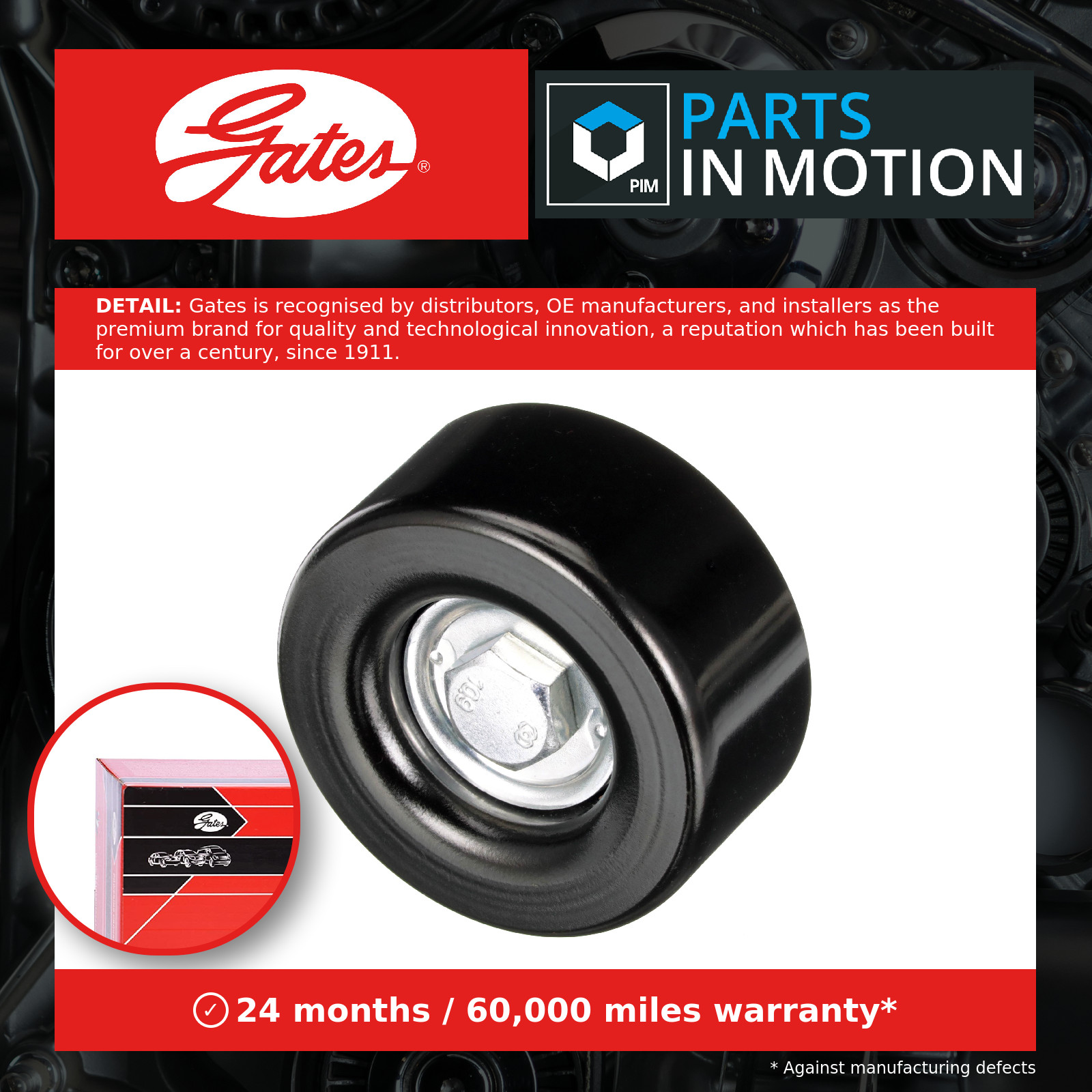 Aux Belt Idler Pulley T36342 Gates Guide Deflection 11925EY00A Quality New