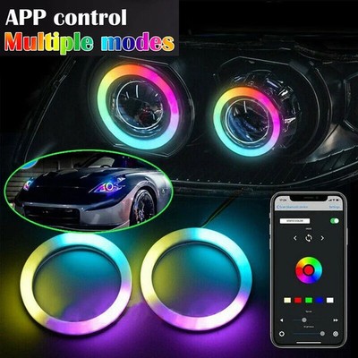 PAIR APP 80mm LED Light Guide Angel Eyes Halo Rings for Car Headlight Retrofit