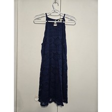 Francesca's Navy Blue Lace Halter Dress Size Medium Boho Midi