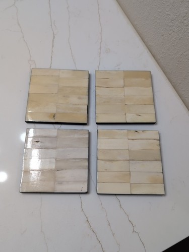 Pier 1 Imports Set Of 4 Square Bone Coasters in Original Box Made In India
