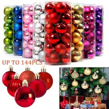 24-144Pcs Christmas Balls Shatterproof Xmas Tree Ornaments Hanging Balls Decor