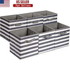 Set of 6 Collapsible Fabric Storage Cubes Lightweight Organizer Bins W/ Handles