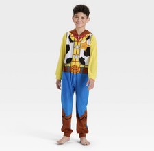Disney Pixar Toy Story Woody Pajamas Union Suit Sleeper Hooded Child SZ XS 4-5