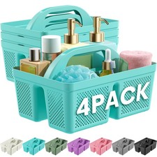 MLIKLU 4 Pack Portable Shower Caddy, Integrated Handle, Reinforced Cyan