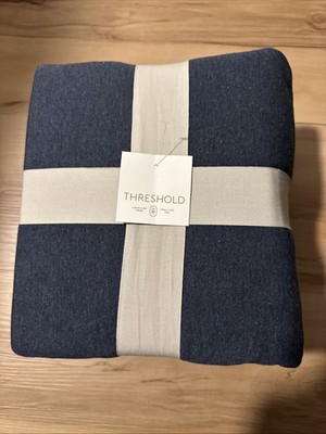 Threshold Jersey Duvet & Sham Set King Size In Dark Navy/inky Blue Heather Color