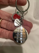 Teacher Gift Keychain With Organza Bag And Thank You Tag. Set Of 6 See Pictures