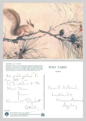 Alte Postkarte - Eichhörnchen auf einem Ast von Cheng-Wu Fei, Medici Gesellschaft UNBESPOSTET