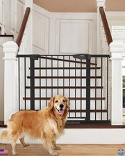 Baby Gate 29.7-46" for Stairs, Auto Close Pet Gate, Easy Install, Black