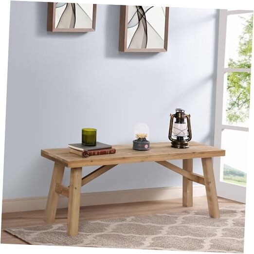 Sawmill Long Wood Bench Farmhouse Entryway Bench for Living Dining Room, 43"