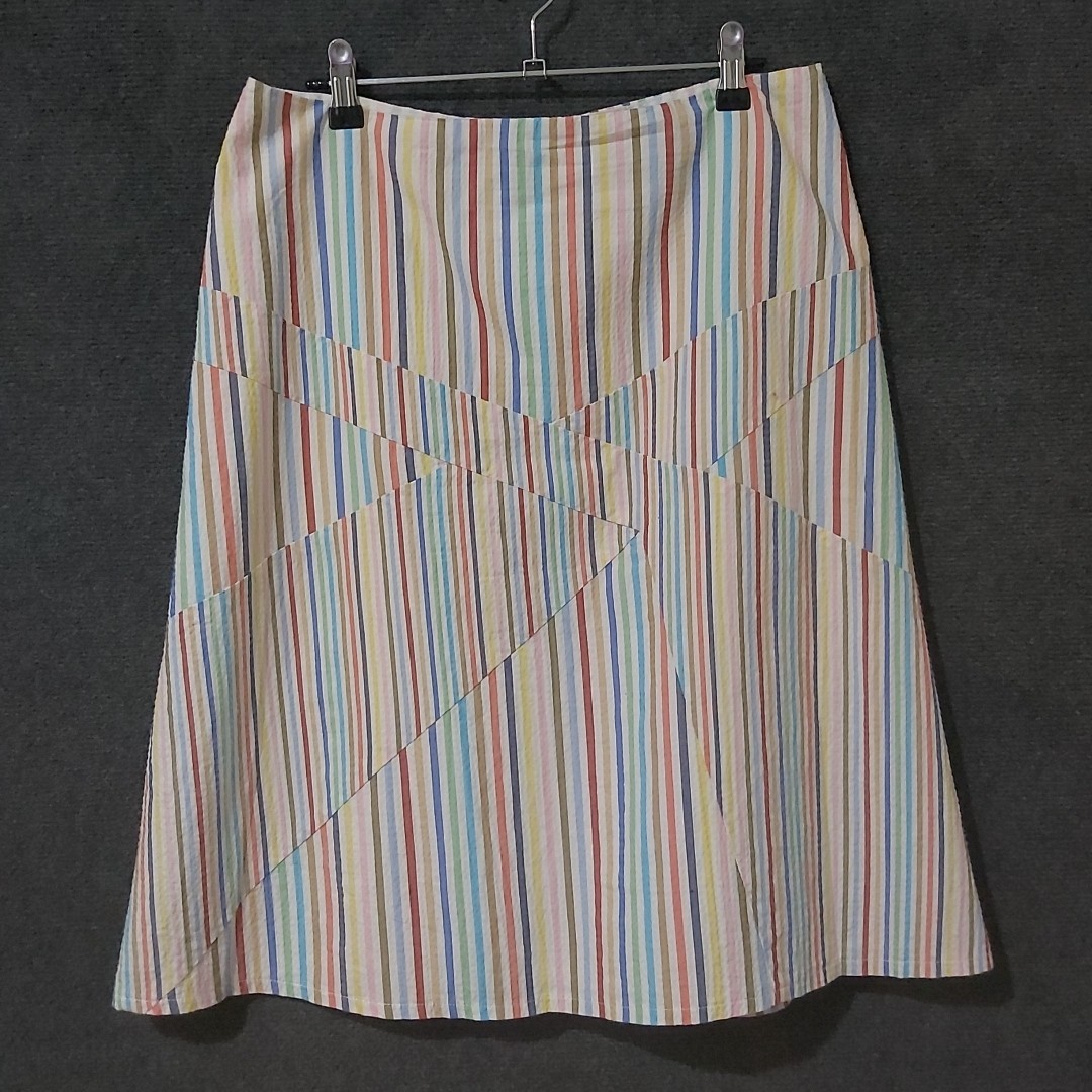 Vintage White Stripe Seersucker Skirt by Sportsgirl AU Lined with Zip Made in Australia