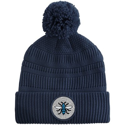Manchester Sky Bee Unoffcial MÜTZE Printed Logo Bronx Bobble Turn Up Fleece gefüttert