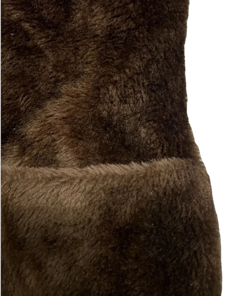 Abrigo Vintage Sears Fashions Marrón Imitación Piel Dorado Botones Bolsillos Chaqueta Años 70 Foto 3 de 4