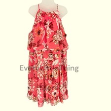 NWOT Eliza J Dress Plus Size 18W Floral Chiffon Halter Neck Sleeveless Cottage
