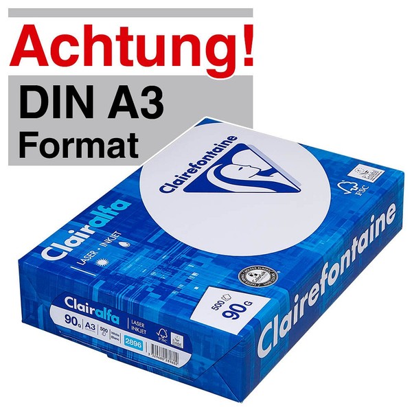 Clairefontaine Kopierpapier Clairalfa DIN A3 90 G/Qm 500 Blatt-image