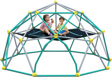 13FT Climbing Dome with Hammock, Outdoor Geometric Dome Climber Play Center for