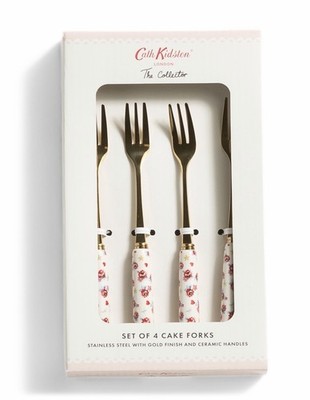 Cath Kidson London Set Of 4 Cake Forks Floral  New In Box