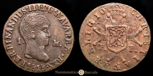 Fernando VII 1 Maravedí (2,07g) 1818 Pamplona Ensayador P CAL-31 VF - Picture 1 of 3