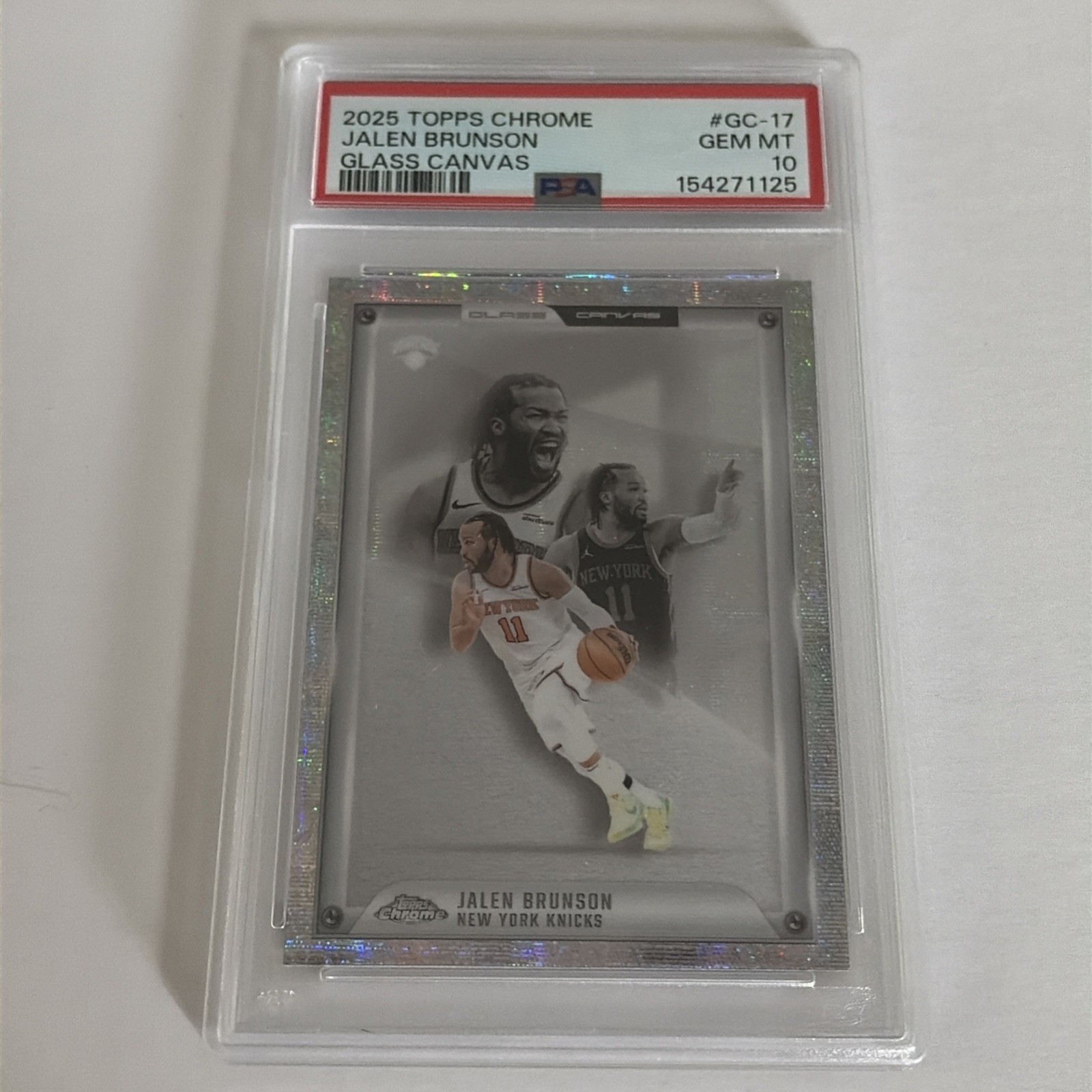 2025 TOPPS CHROME GLASS CANVAS #GC-17 JALEN BRUNSON PSA 10