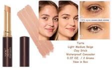 Tarte LIGHT MEDIUM BEIGE Clay Stick Waterproof Concealer Stick 0.07 OZ NIB