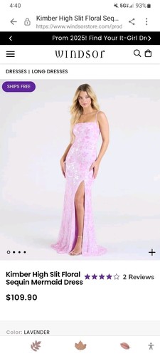 Floral Sequin High Slit Prom Dress Size Small NWT