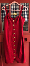 Fourteenth Place Women's Berry Red Sleeveless Strap Dress Button Detail  Size S