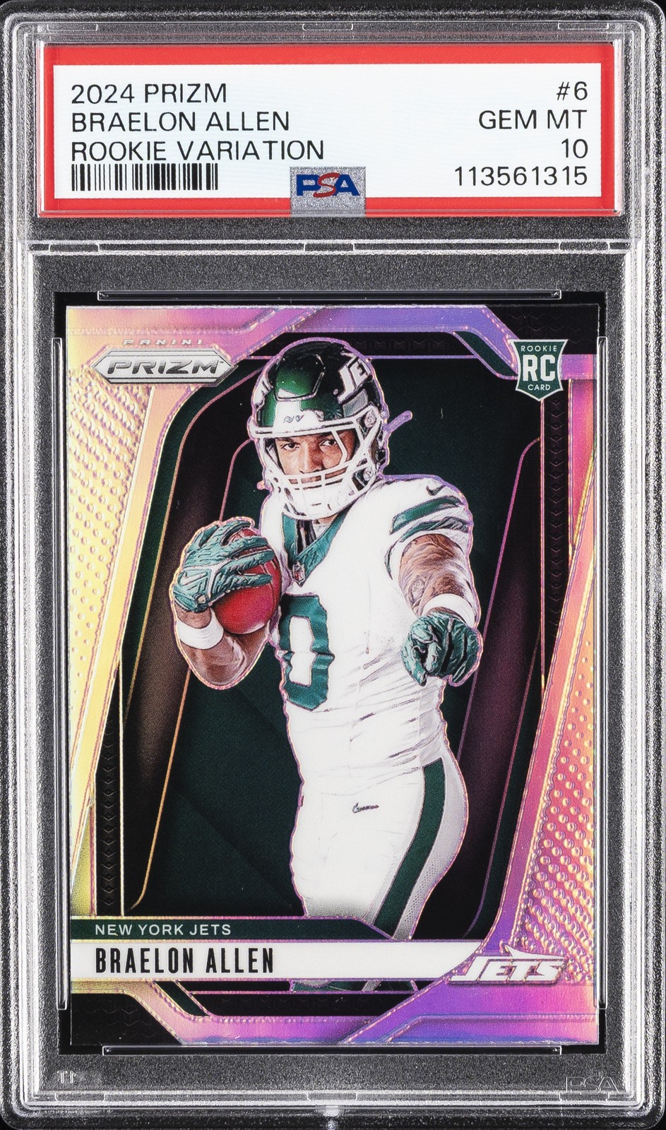 2024 PANINI PRIZM ROOKIE VARIATION #6 BRAELON ALLEN PSA 10