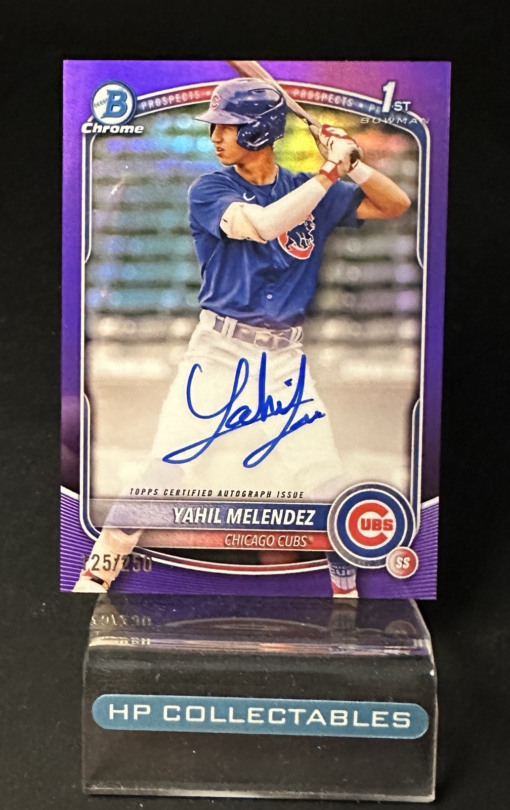 2025 Bowman Chrome Yahil Melendez Auto Purple Refractor 1st /250