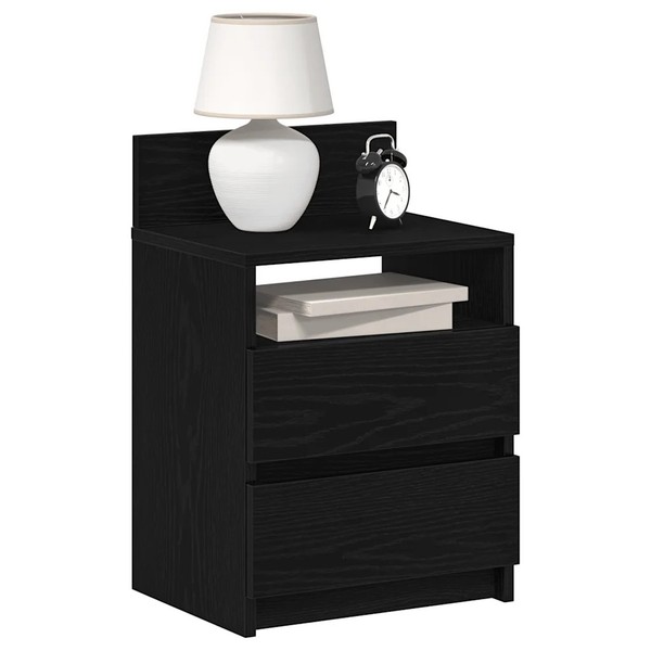 Nachttisch 2Er Set Mit 2 Schubladen, Schwarz, 40X33X60 Cm-image