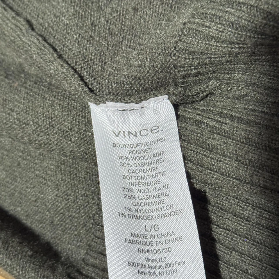 Cárdigan Suéter Vince Para Mujer Grande Verde Oliva Lana Cachemira Bolsillos Delanteros Abiertos Foto 3 de 4