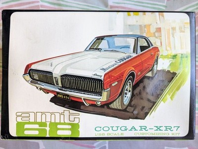 L@@K! **RARE SIDE-OPEN BOX! *ORIGINAL VINTAGE AMT 1968 COUGAR XR7 KIT *COMPLETE!