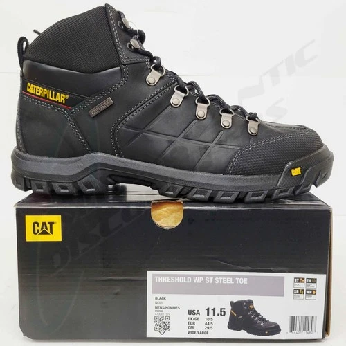 Cat Footwear US Mens 11.5 Wide Black Threshold Waterproof Steel Toe Work Boot