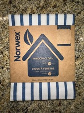 Norwex Window Cloth Light Gray Navy Blue Stripes Baclock LE Limited Edition