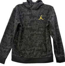 Youth XL Nike Jordan Air Take Flight Print Black Golden Jumpman Fleece Hoodie