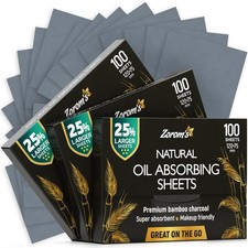 Natural Oil Blotting Sheets Face Bamboo Charcoal 25 Larger 3pk/300 Makeup