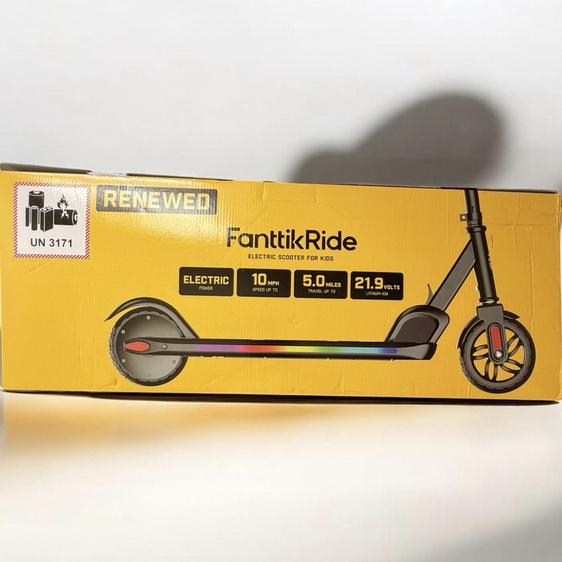 FanttikRide Kids Electric Kick Scooter Black w/ LED Display, LED Lights
