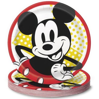 Unique Disney Mickey Mouse Round Dinner Paper Plates 9'', 8 Pcs