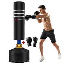 70" 220Lbs Freestanding Punching Boxing Bag w/12 Suction Cup Base Shock Absorber