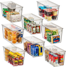 Plastic Storage Bins with Lids for Pantry  Fridge, 8 Pack  Modern Plastic Stor