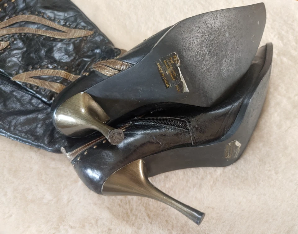 Y2K кукольный домик остроконечный носок выбитый с заклепками украшение Mobwife ботинки на шпильках 8,5 - Изображение 2 из 4