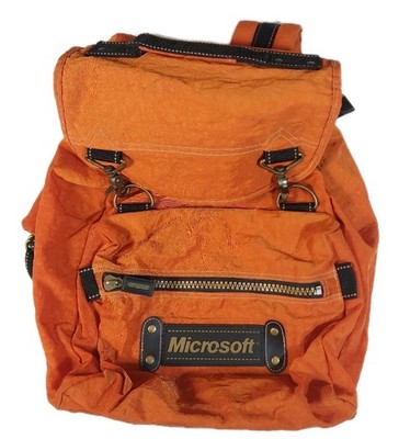 Schöner Original Vintage 90er Microsoft Orange Laptop Rucksack