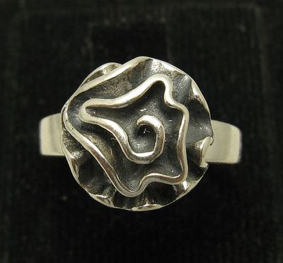 Schlichter stilvoller echt Sterling Silber Ring gestempelt massiv 925 Blume Handarbeit
