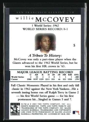 2003 Topps Tribute World Series #5 Willie McCovey - Picture 2 of 2