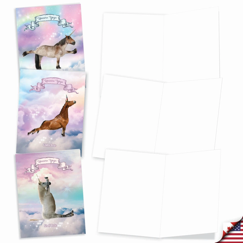 Пустые карточки упаковка 20 шт. (10 дизайнов, по 2 шт.) — радужный единорог для йоги - Изображение 3 из 4