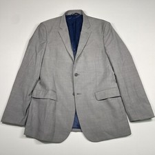 Nautica Sport Coat Men 42L Gray Herringbone Wool Blend 2 Button Blazer Jacket