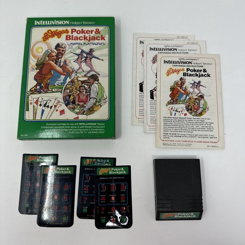 Las Vegas Poker & Blackjack Intellivision 1979 Complete with Manual and Overlays
