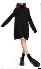 Topshop Turtleneck Sweater Dress Long Sleeve Dropped Shoulder Black Sz Sm NWT