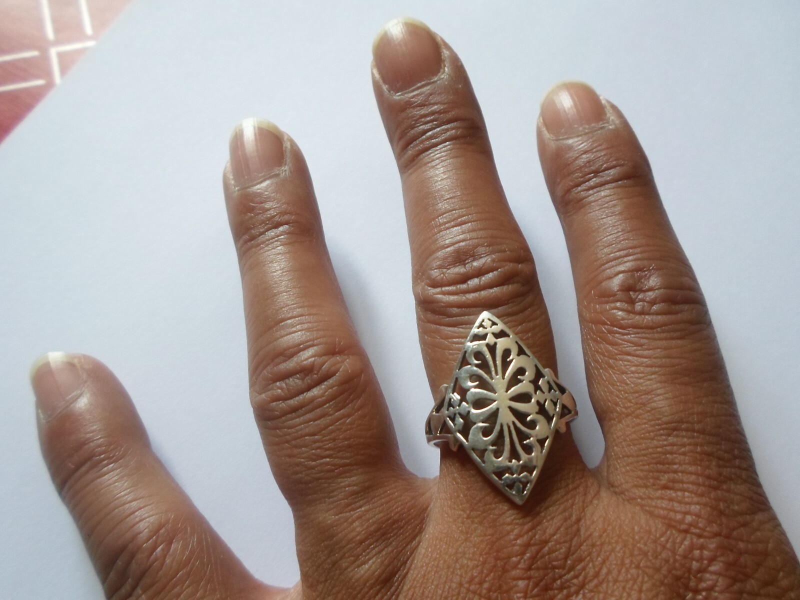 solid silver ring, openwork diamond, size 64 - image 3