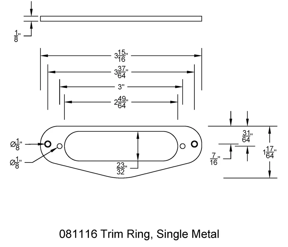 Single Trim Ring Cover Flat 1/8 Black Metal Bitterroot 081116BK - Image 4 of 4